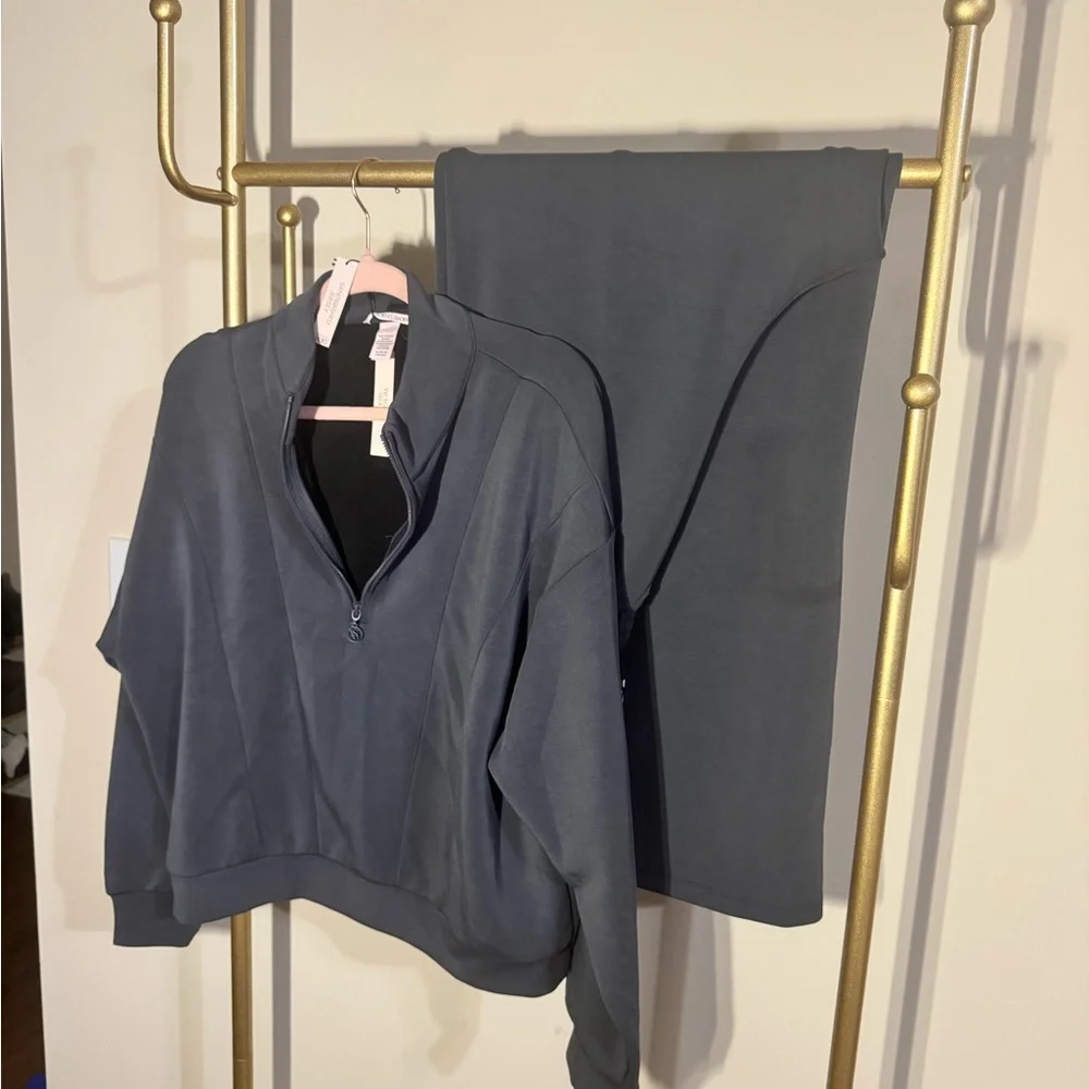 Victoria's Secret Sport Gray Jacket and Wide Leg Pant.